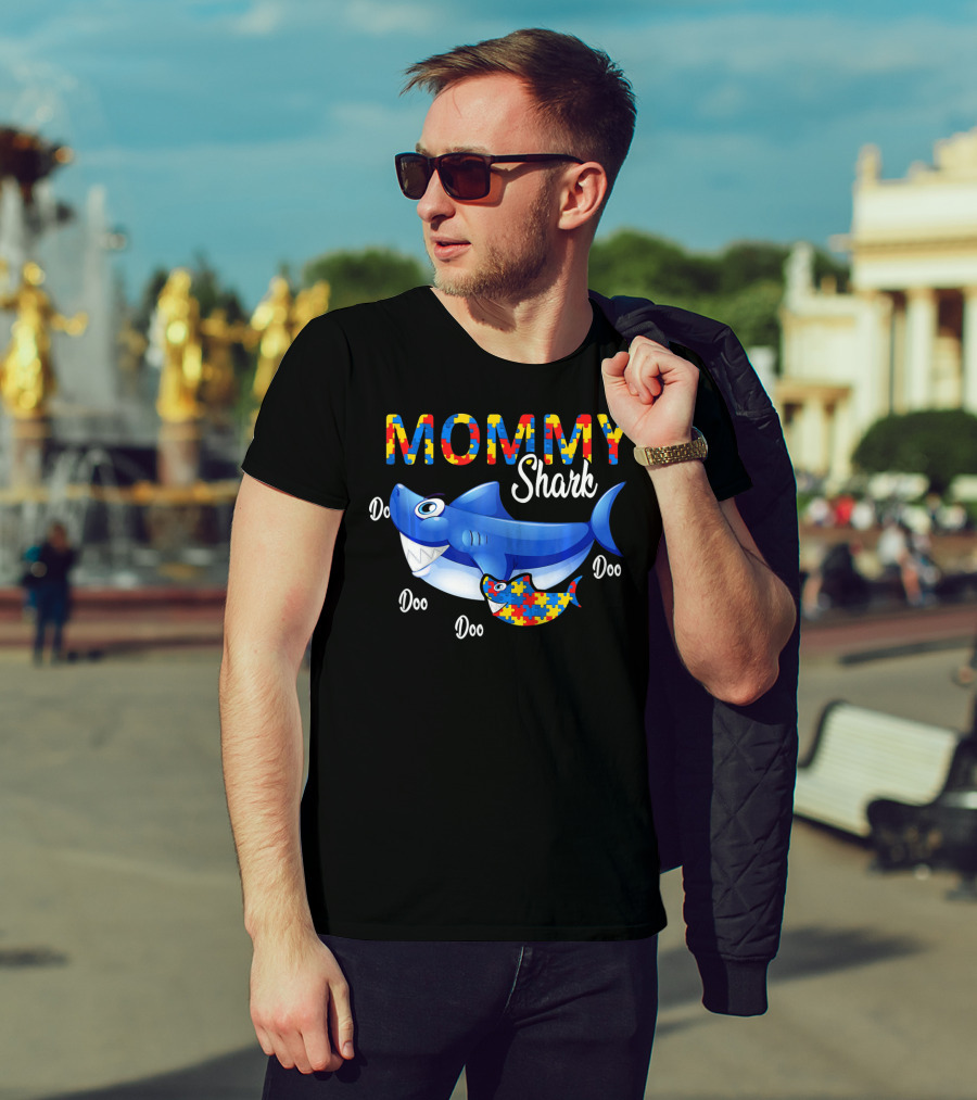 MOMMY Shark Puzzle Autism Awareness Doo Doo T-Shirt