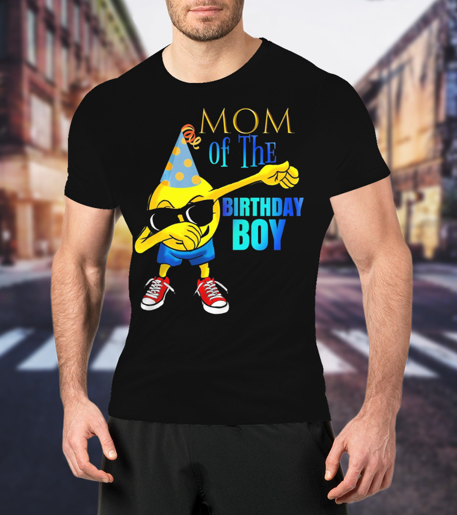 MOM Of The Birthday Boy Dancing Dabbing Emoji T-Shirt