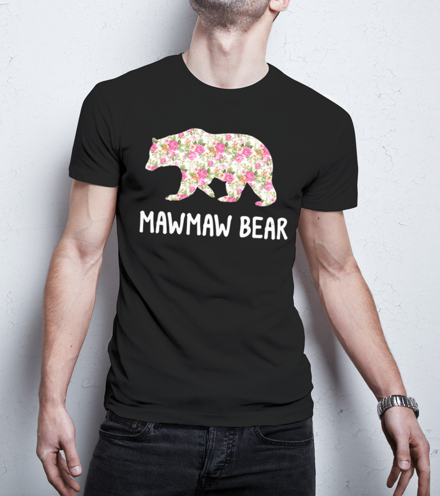 Mawmaw Bear Floral Grandmother T-Shirt