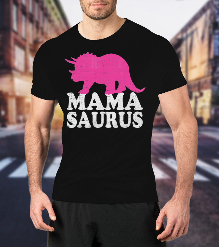MAMASAURUS Pink Triceratops T-Shirt