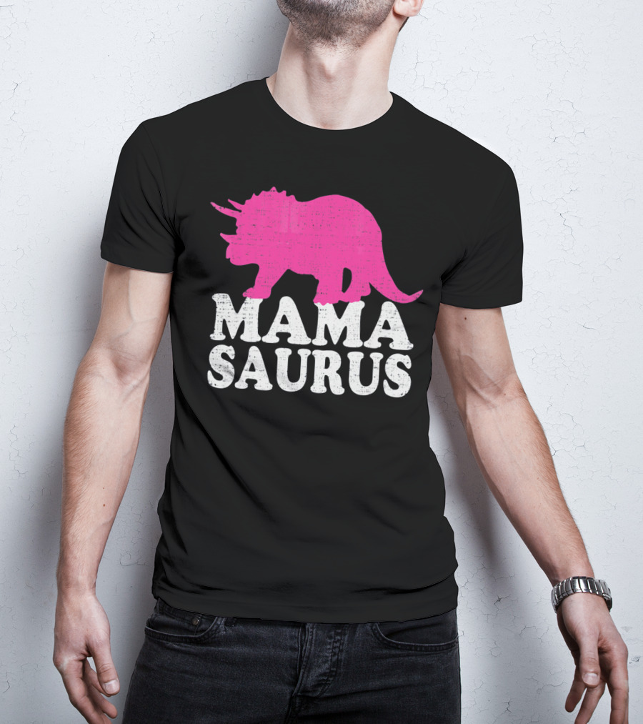 MAMASAURUS Pink Triceratops T-Shirt