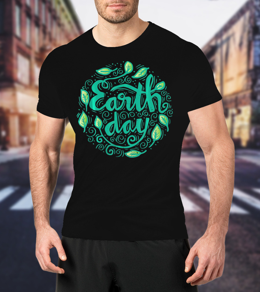 Earth Day Green Leaf Swirl T-Shirt