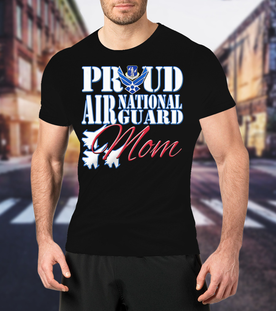 Proud Air National Guard Mom USAF Emblem With Jet T-Shirt