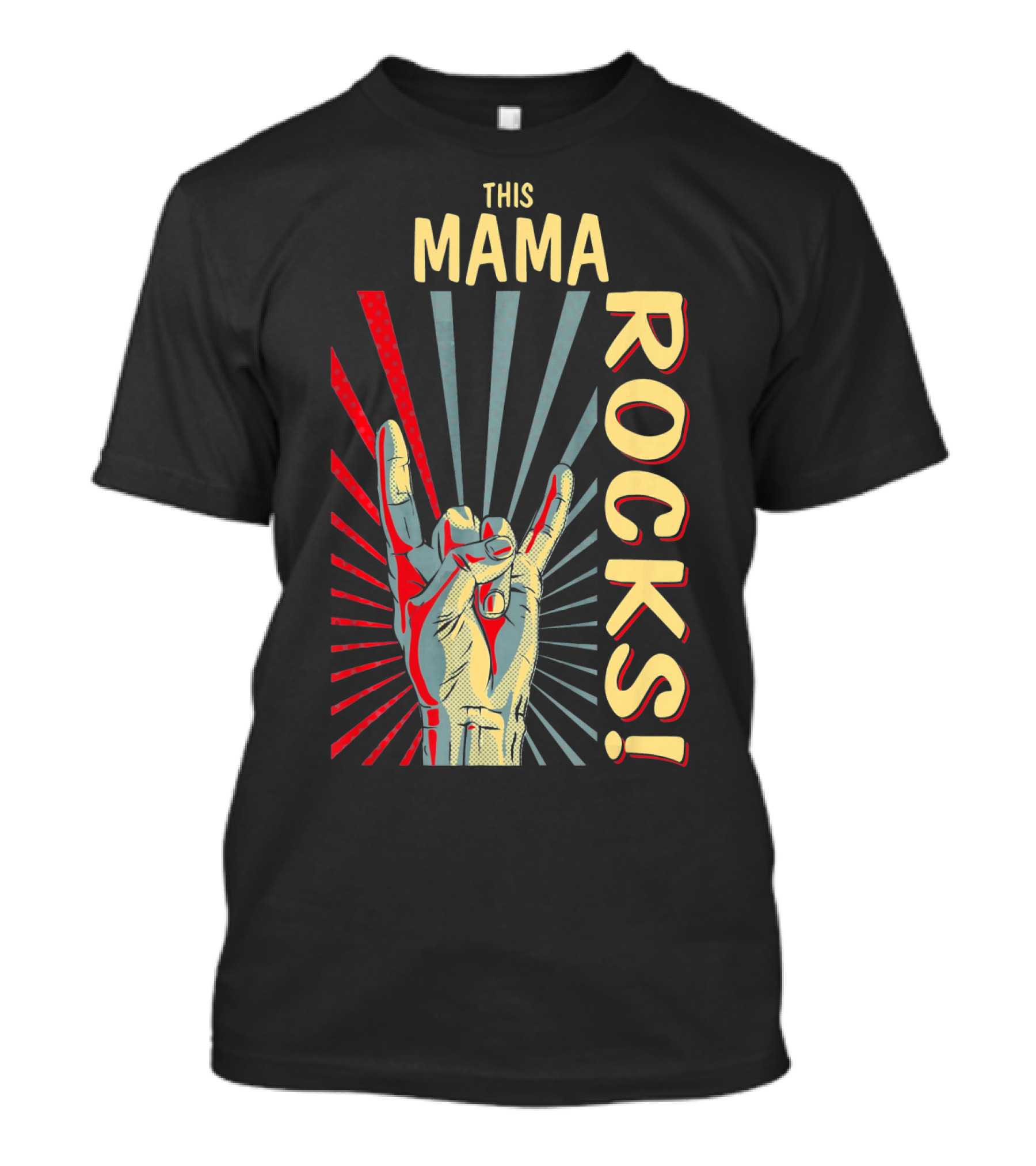 This Mama Rocks Vintage Retro Hand Gesture Concert T-Shirt