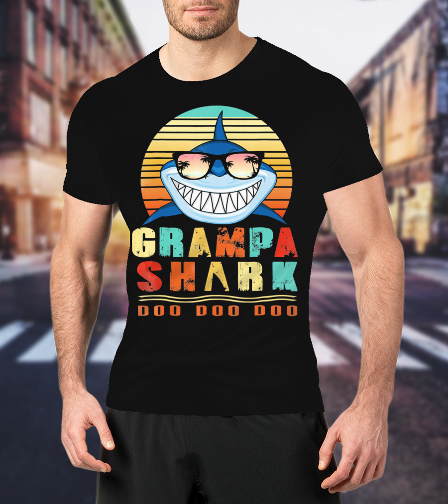 Grampa Shark Doo Doo Doo Retro Vintage T-Shirt
