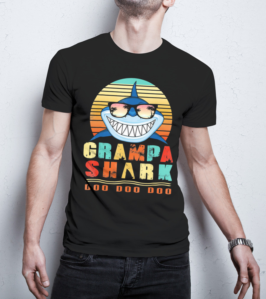 Grampa Shark Doo Doo Doo Retro Vintage T-Shirt