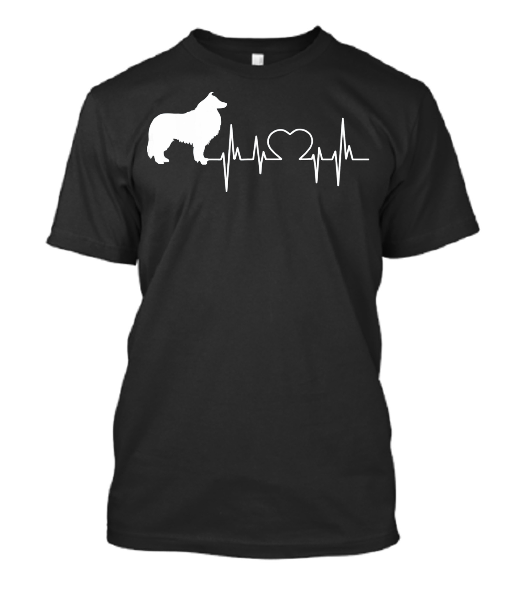 Rough Collie Dad Heartbeat With Heart Outline T-Shirt