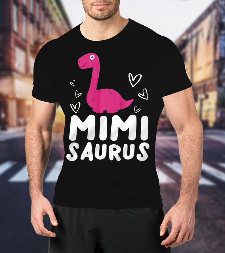 Mimisaurus Rex Mimi Saurus Din Pink Dinosaur With Hearts T-Shirt