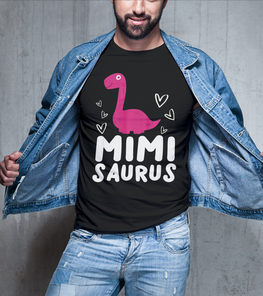 Mimisaurus Rex Mimi Saurus Din Pink Dinosaur With Hearts T-Shirt