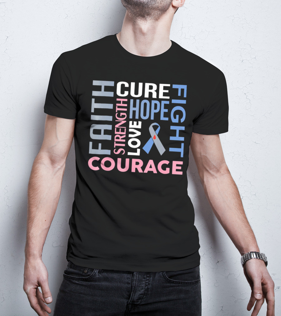 Faith Cure Fight Strength Hope Love Courage Diabetes Awareness T-Shirt