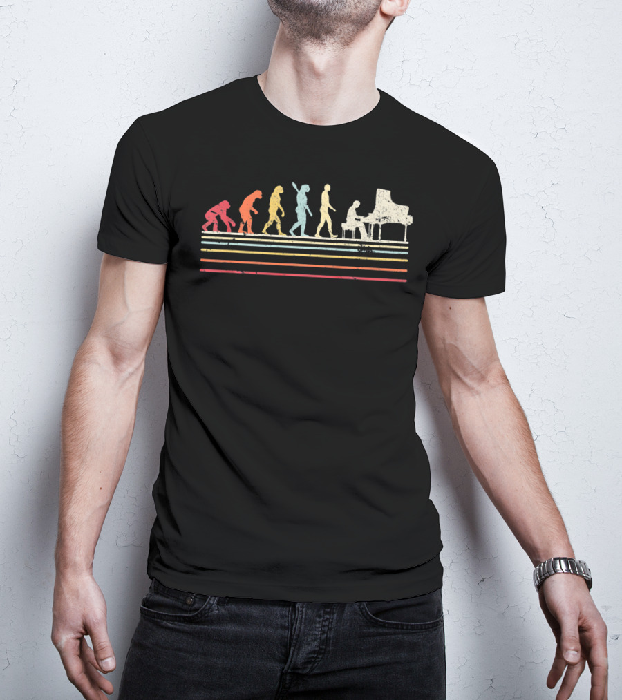 Funny Piano Retro Vintage Evolution Music Steps T-Shirt
