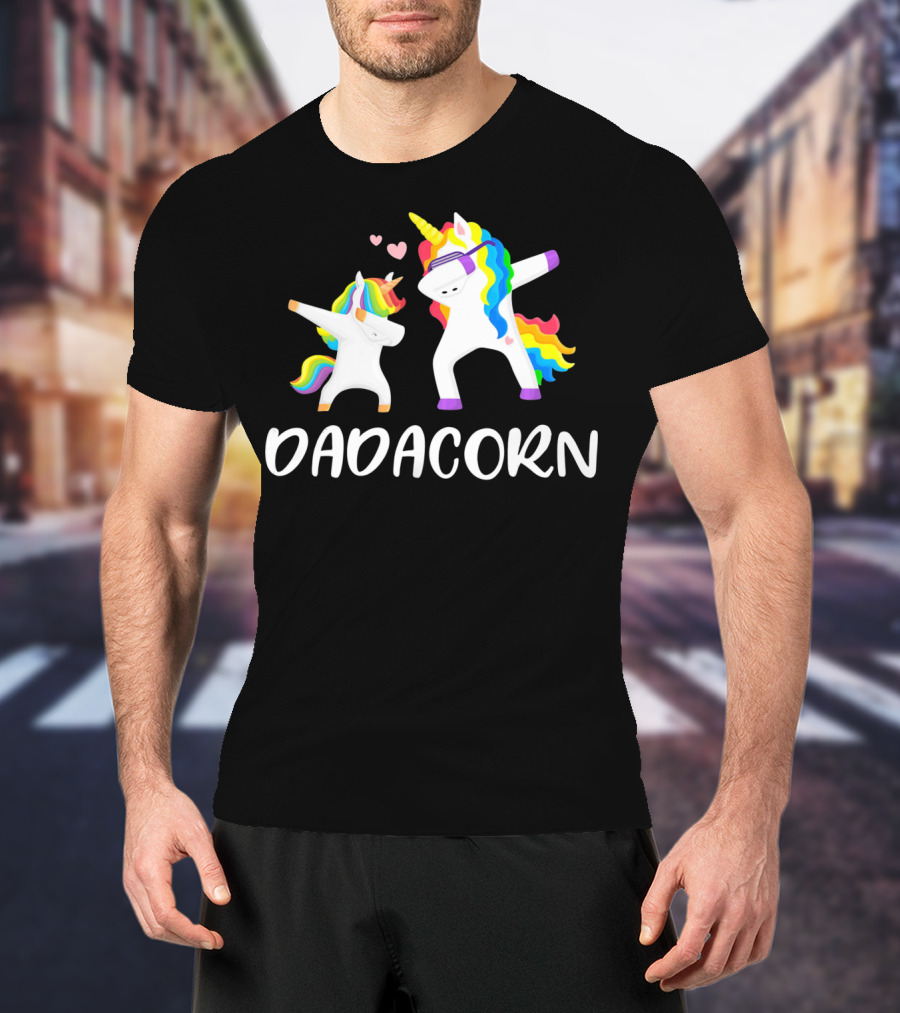 Dadacorn Rainbow Unicorn Daddy And Child Dancing T-Shirt