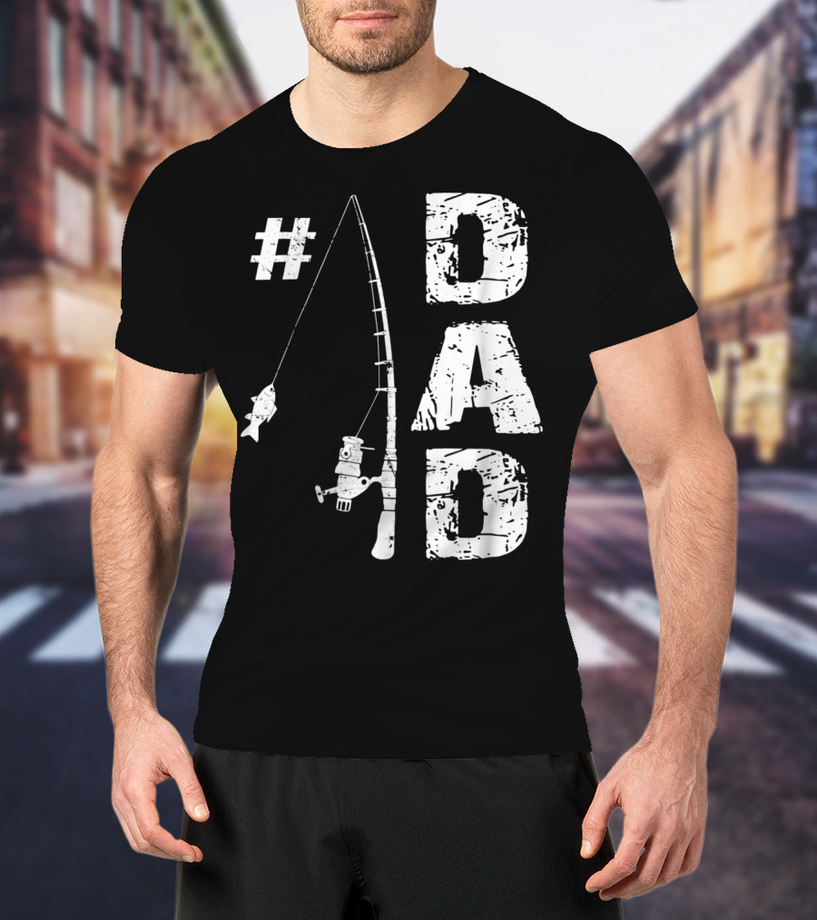 1 Dad Fishing Rod Catching Fish T-Shirt