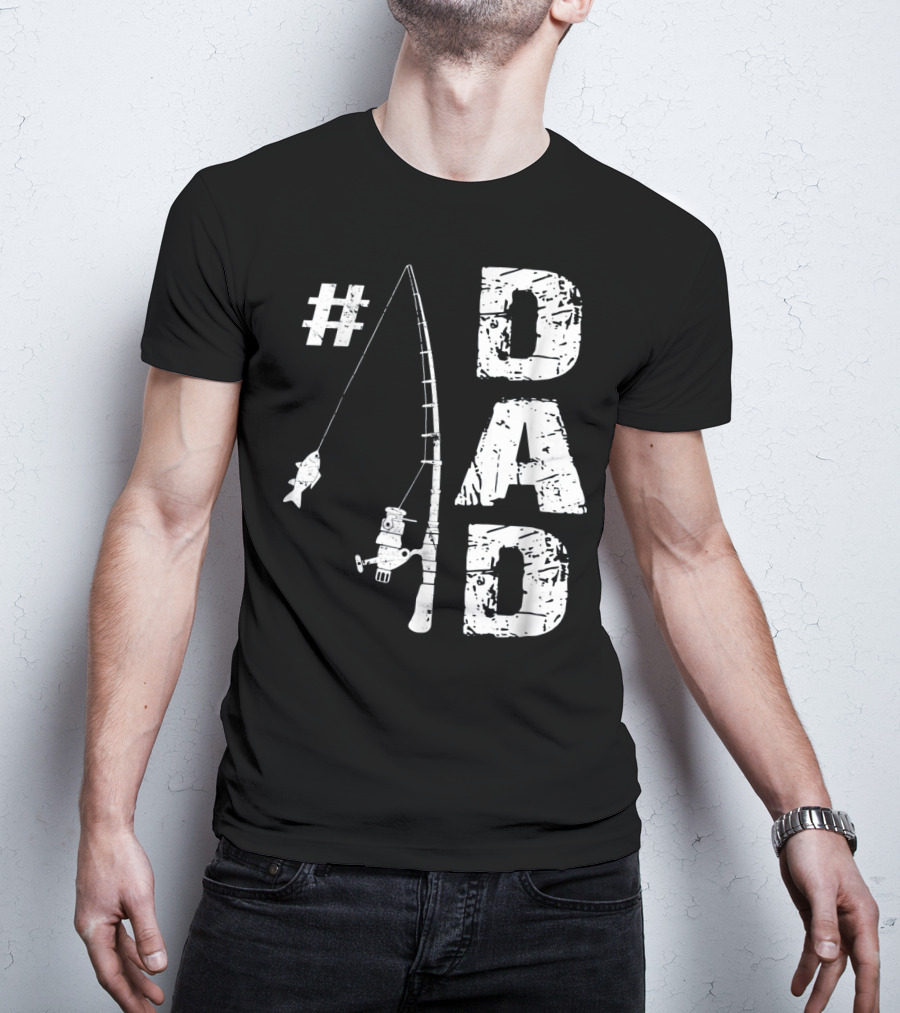 1 Dad Fishing Rod Catching Fish T-Shirt