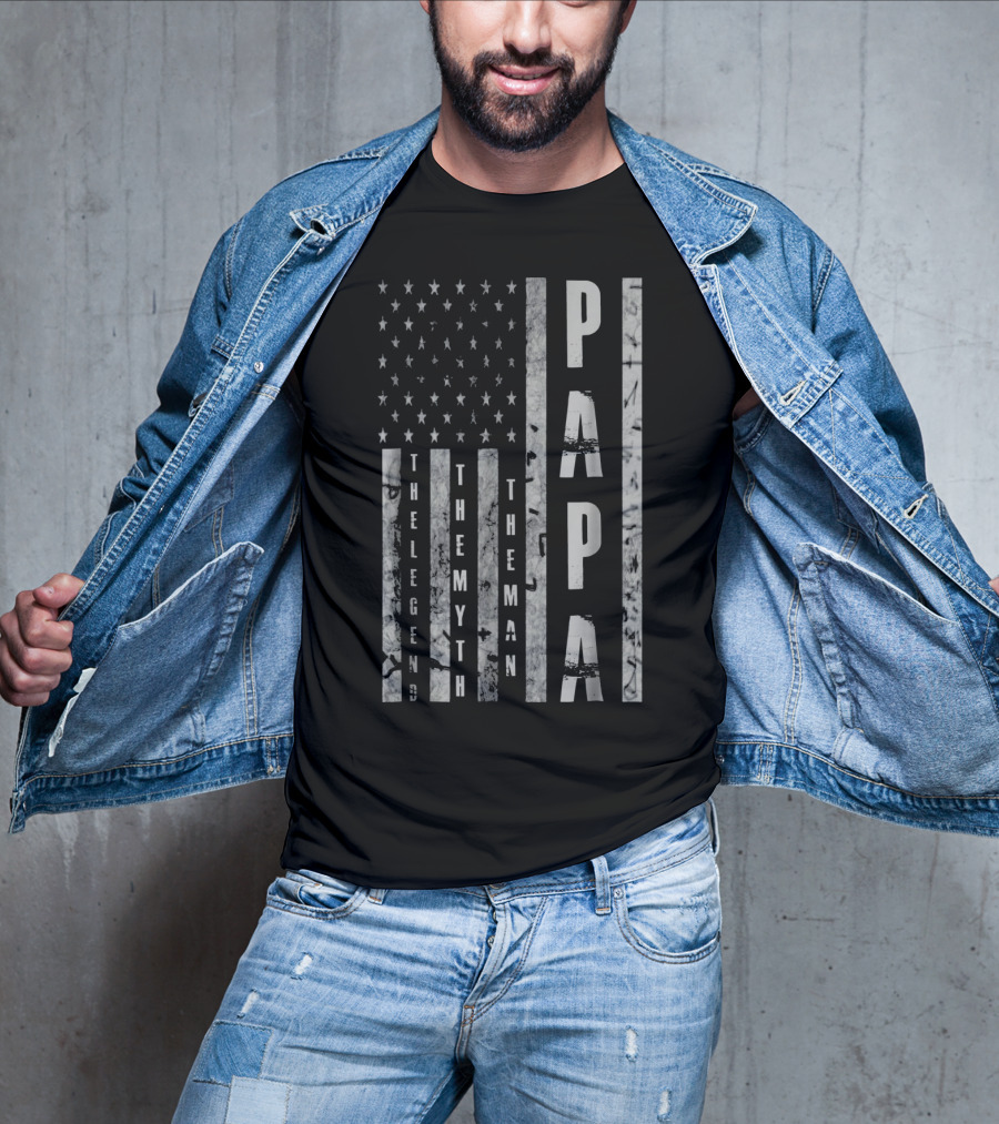 Papa The Man The Myth The Legend American Flag T-Shirt