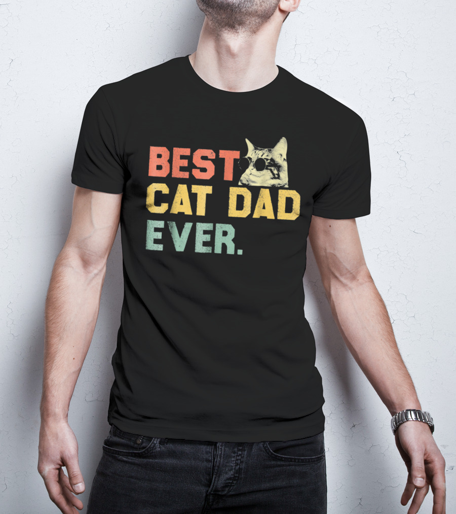Best Cat Dad Ever Vintage Sunglasses Cat Daddy T-Shirt