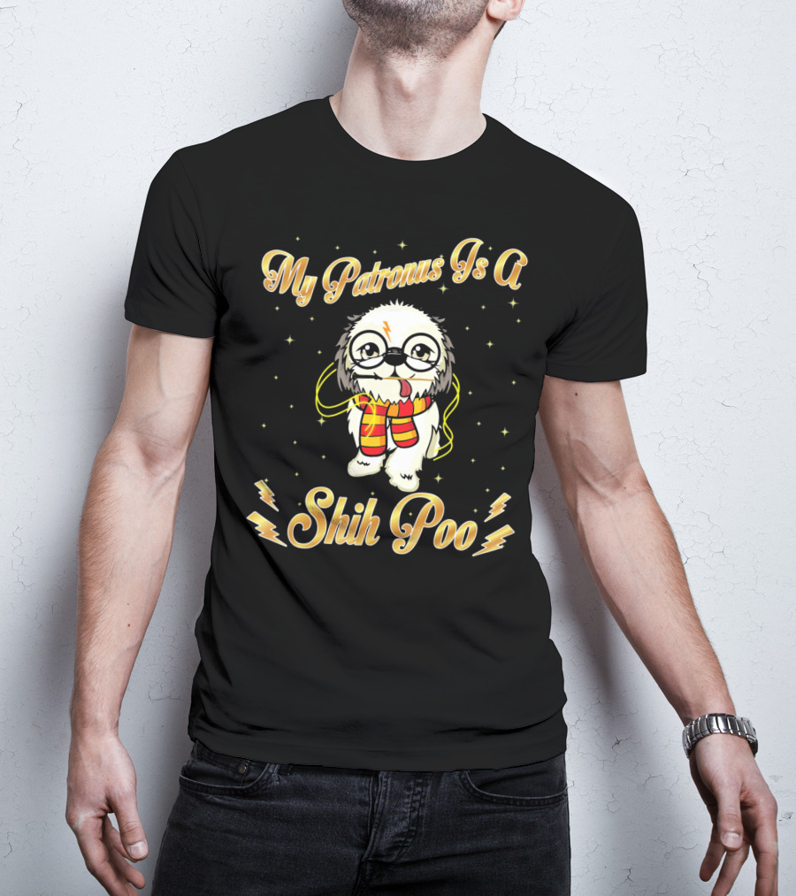 My Patronus Is A Shih Poo Harry Dog Magic Wand Lightning Bolt T-Shirt