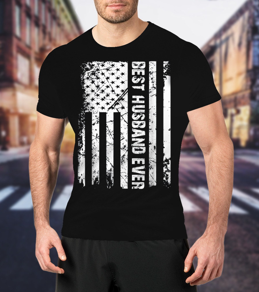 Best Husband Ever Distressed American Flag T-Shirt