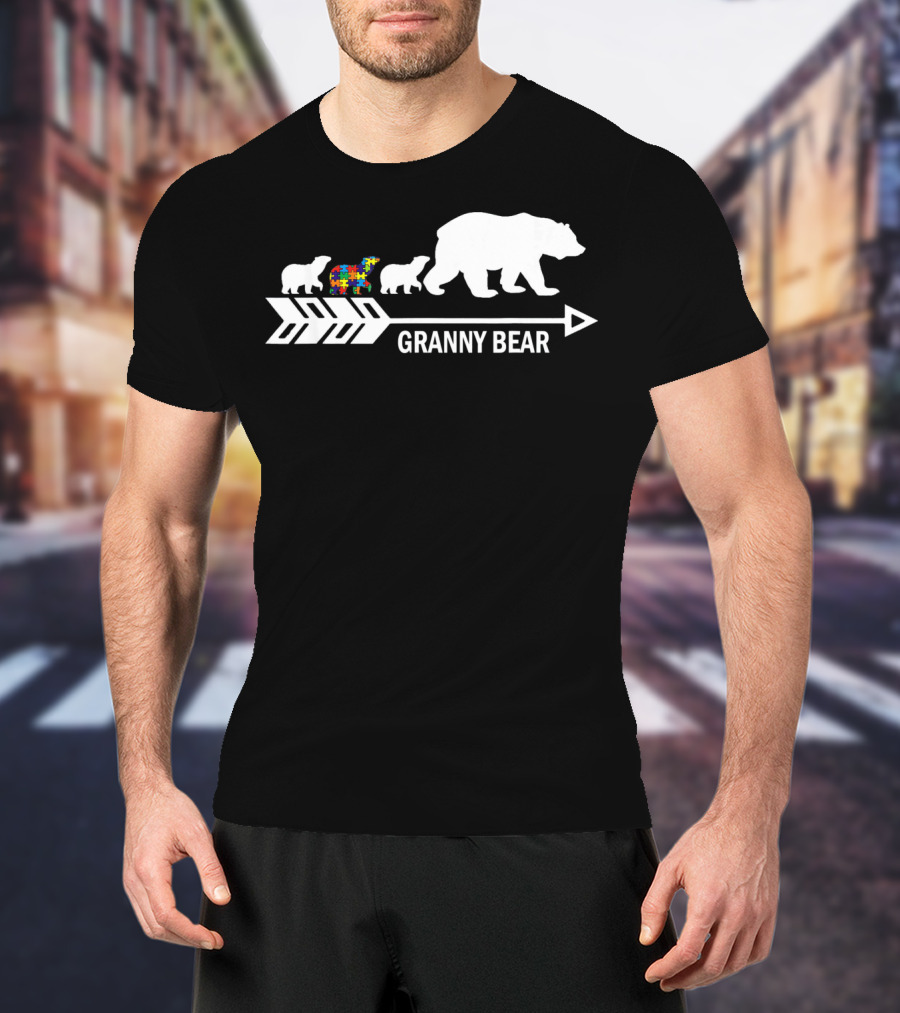 Granny Bear Autism Awareness Bear Family Arrow T-Shirt