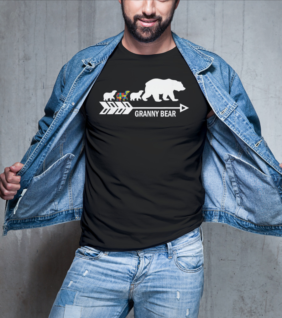 Granny Bear Autism Awareness Bear Family Arrow T-Shirt