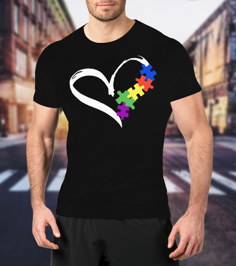 Puzzle Heart Autism Love T-Shirt