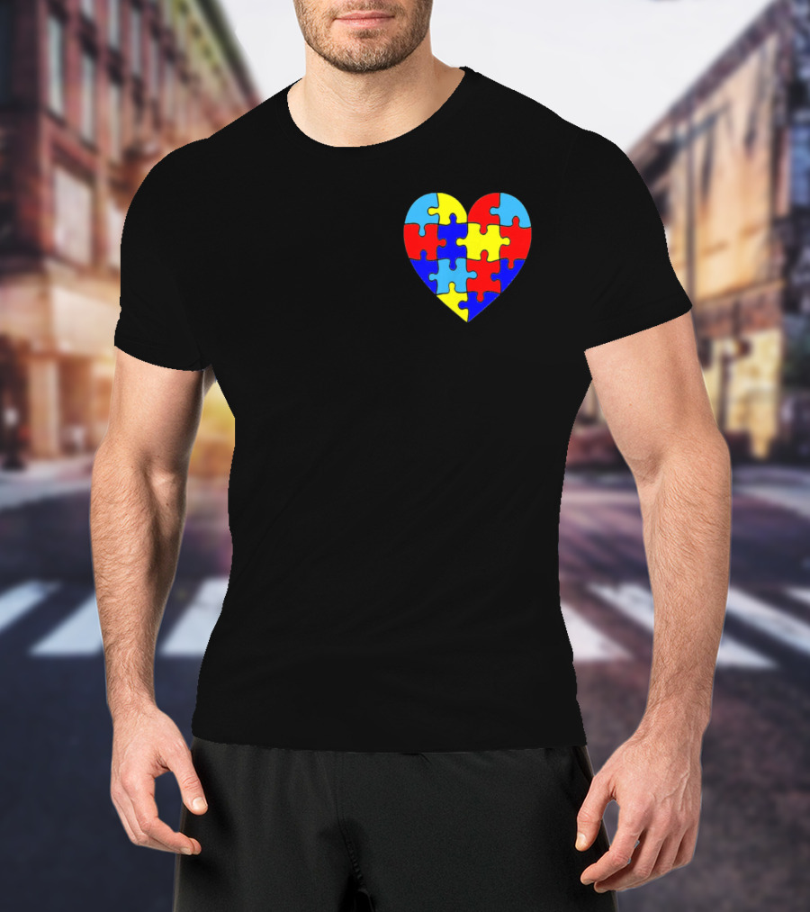 Autism Awareness Heart Love Parent Puzzle T-Shirt