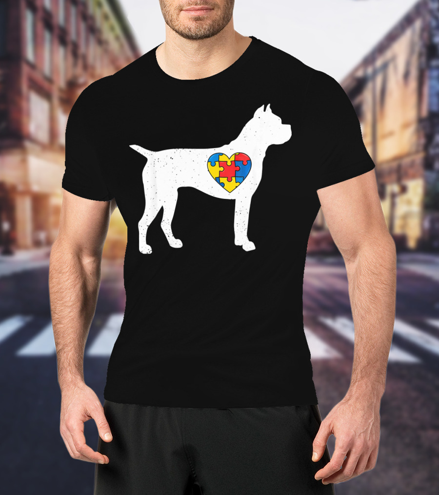 Boxer Heart Autism Awareness Puzzle Day T-Shirt