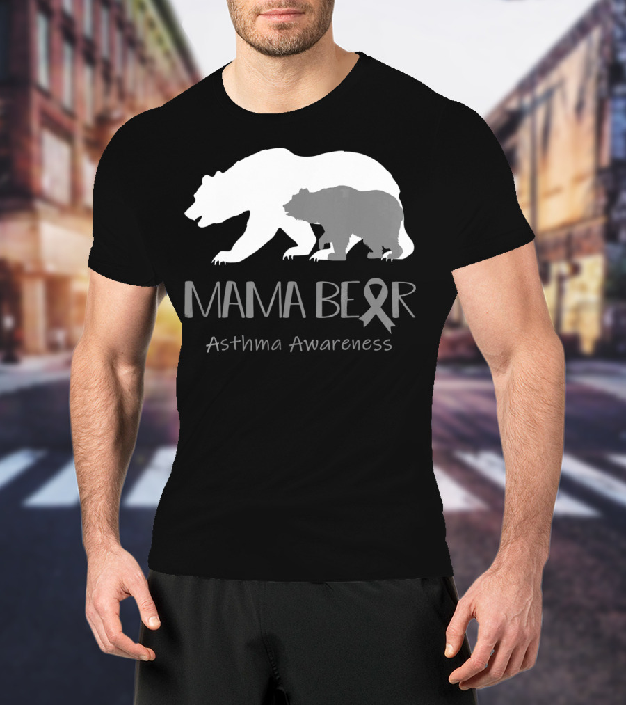 Mama Bear Asthma Awareness Ribbon T-Shirt