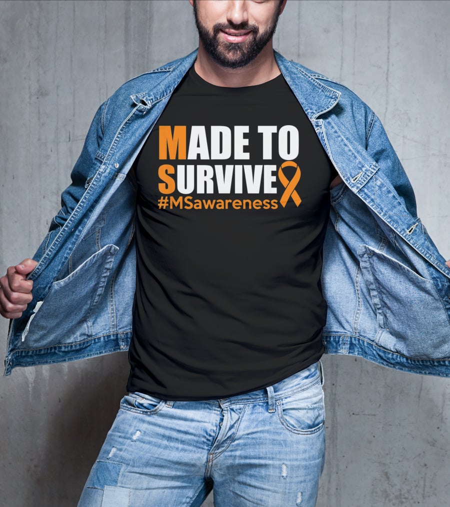 Made To Survive MS Awareness Ribbon Hashtag T-Shirt