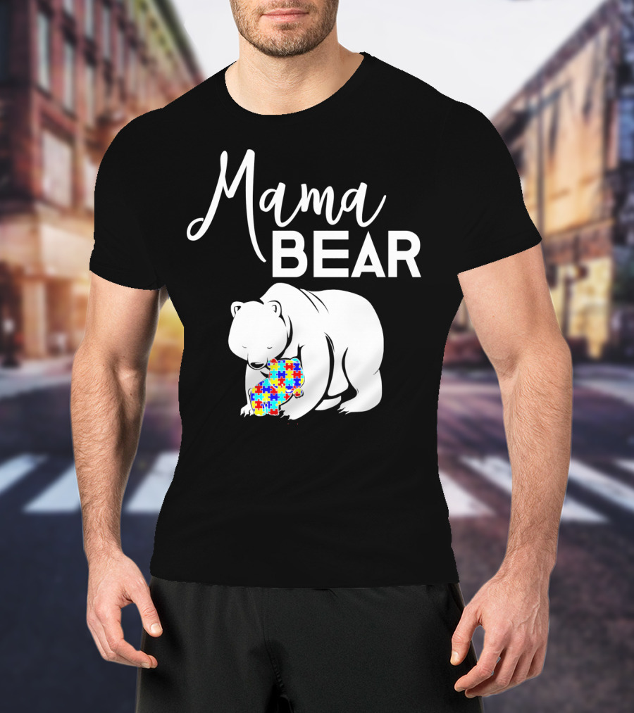 Mama Bear Autism Puzzle Heart T-Shirt