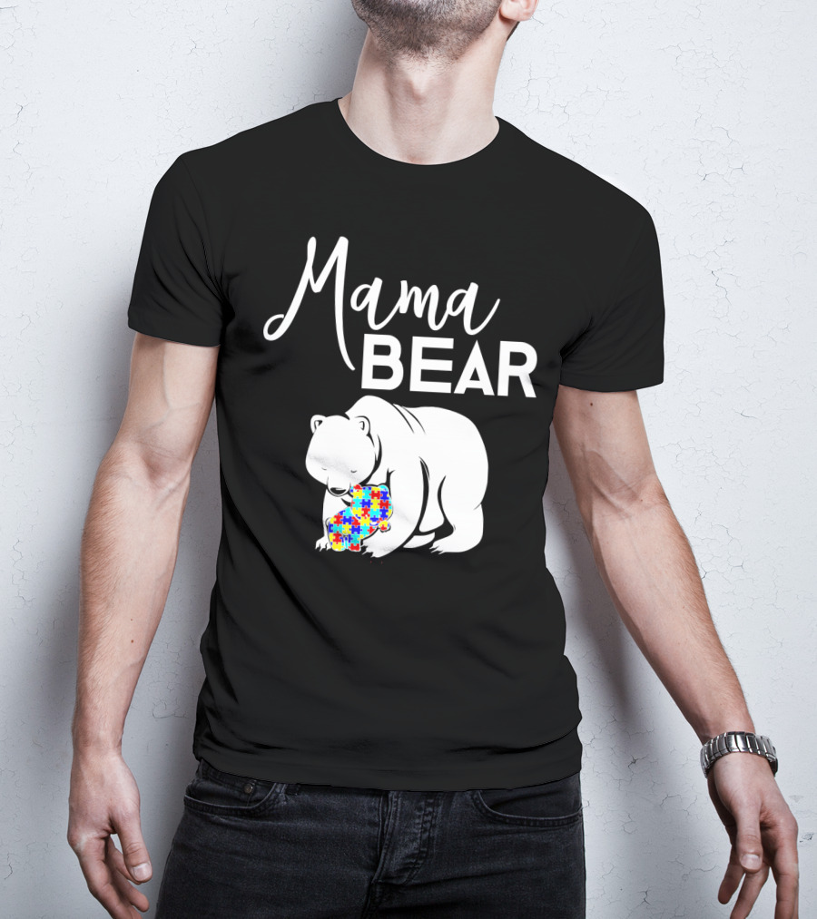 Mama Bear Autism Puzzle Heart T-Shirt