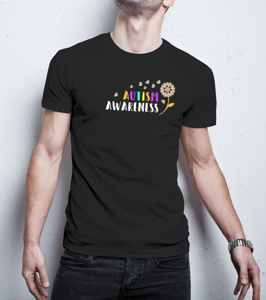 Autism Awareness Colorful Dandelion And Hearts T-Shirt