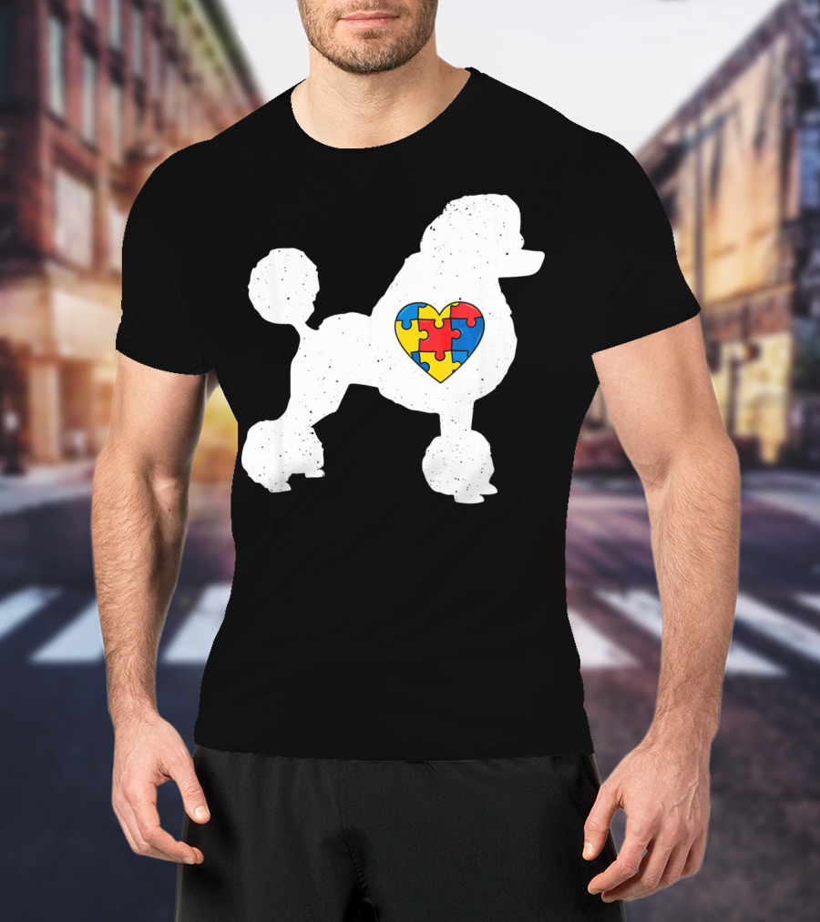 Poodle With Puzzle Heart Autism Awareness Day T-Shirt