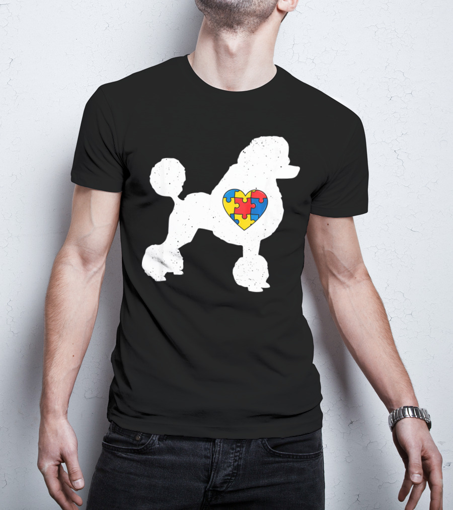 Poodle With Puzzle Heart Autism Awareness Day T-Shirt
