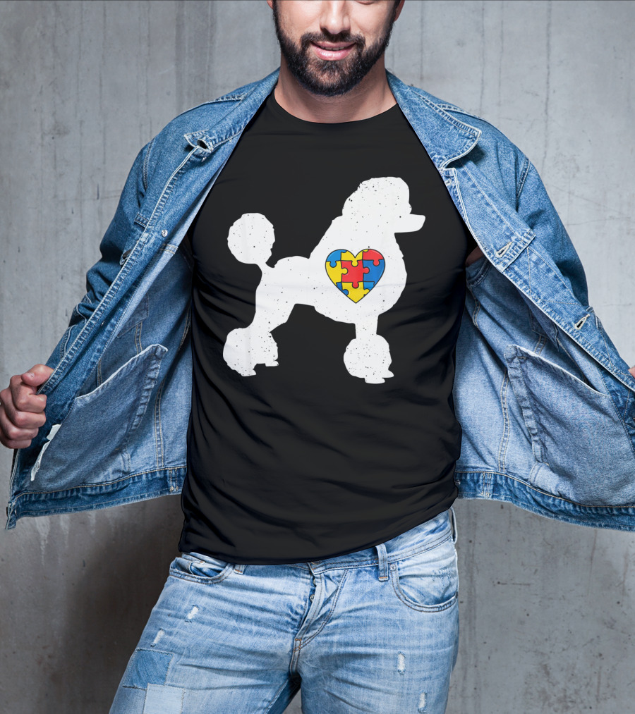 Poodle With Puzzle Heart Autism Awareness Day T-Shirt