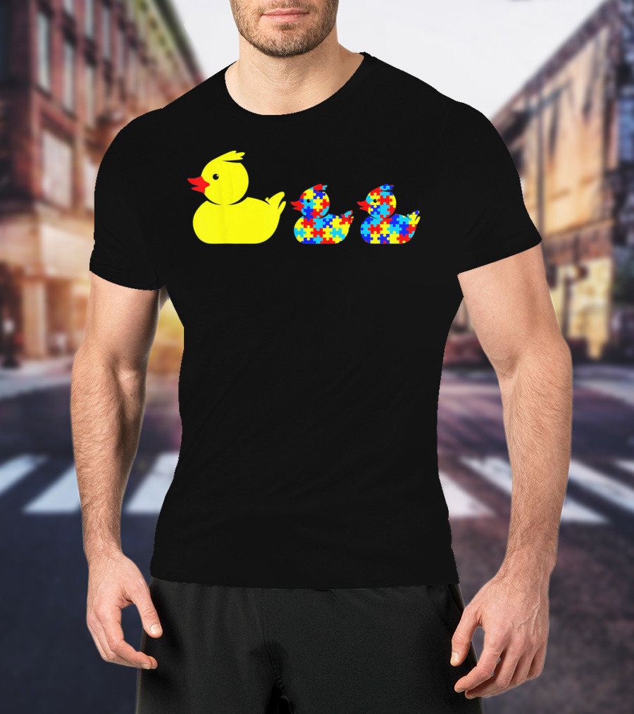 Duck Autism Awareness Puzzle Pattern Ducks T-Shirt