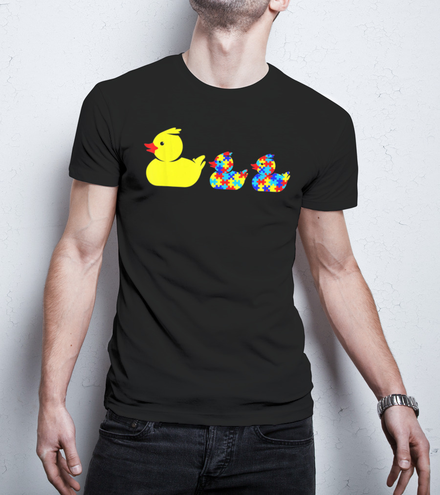 Duck Autism Awareness Puzzle Pattern Ducks T-Shirt