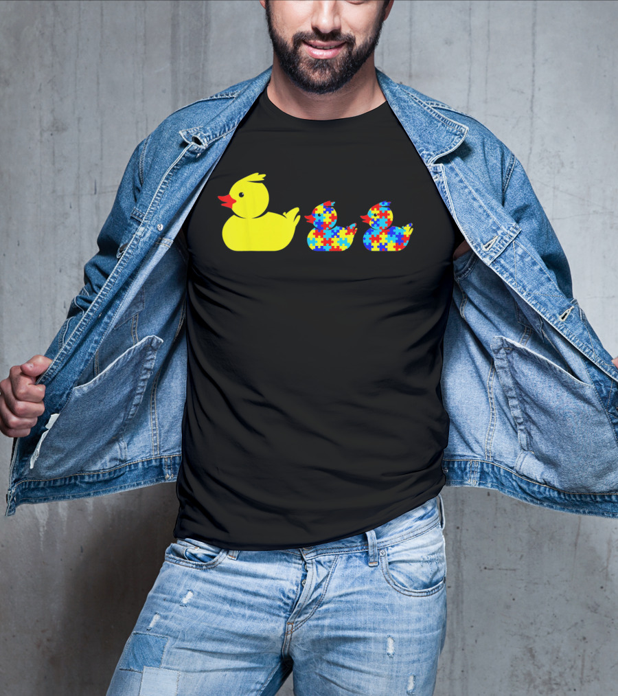 Duck Autism Awareness Puzzle Pattern Ducks T-Shirt