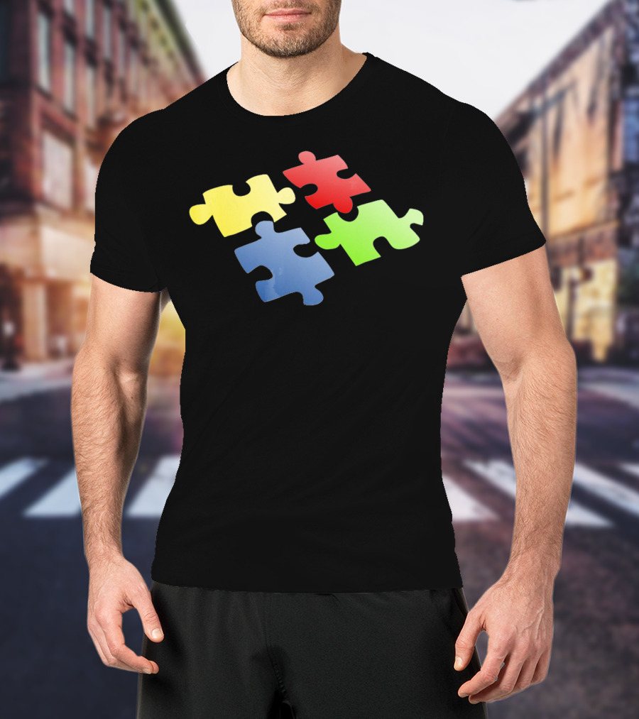 Autism Awareness Puzzle Pieces Colorful T-Shirt