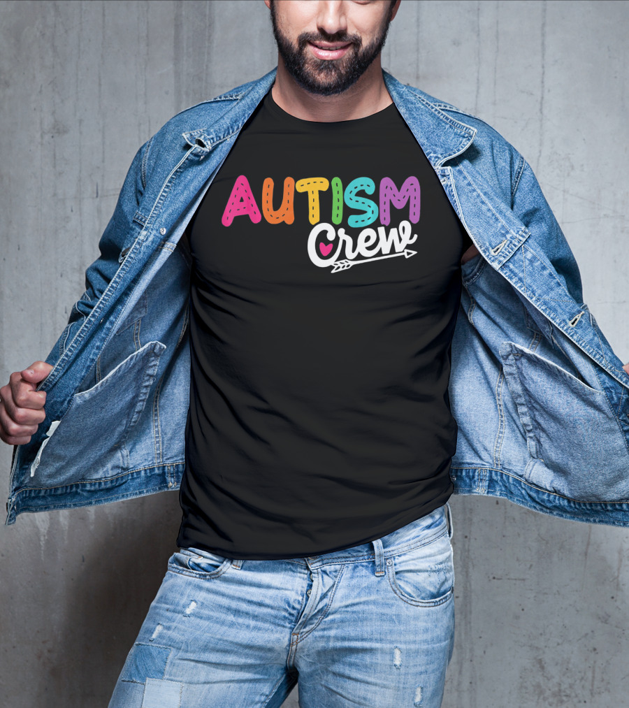 Autism Crew Colorful Heart Arrow Autism Awareness T-Shirt