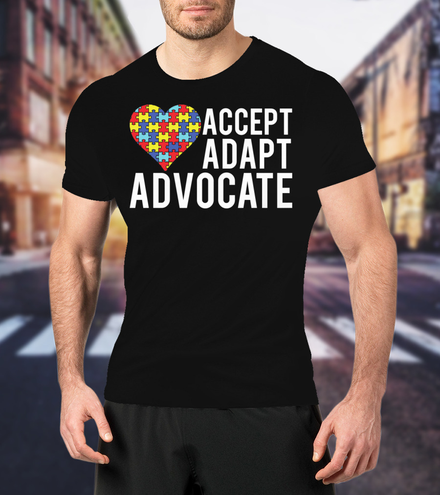 Autism Awareness Accept Adapt Advocate Puzzle Heart T-Shirt