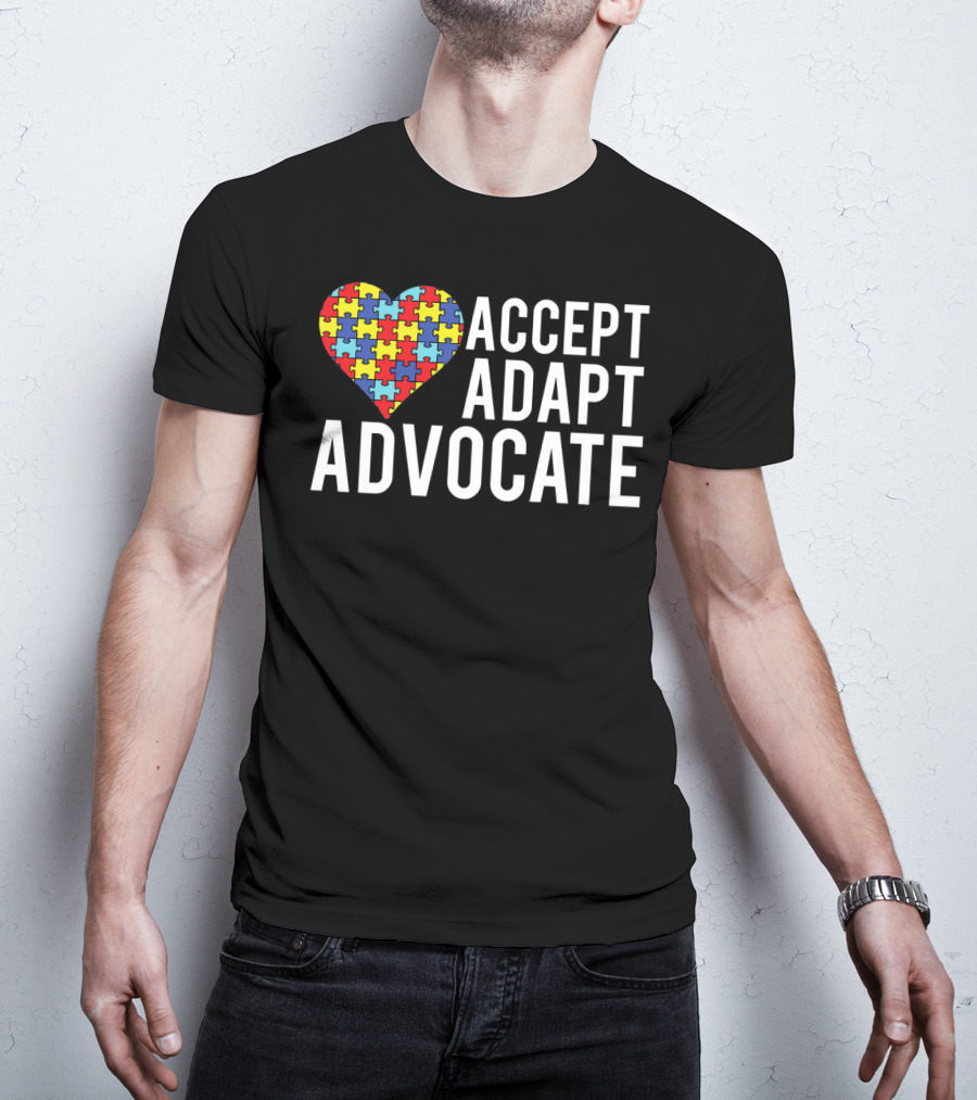 Autism Awareness Accept Adapt Advocate Puzzle Heart T-Shirt