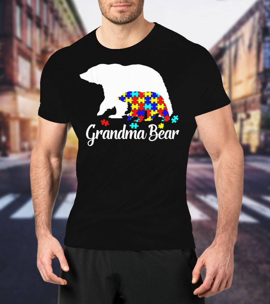 Grandma Bear Puzzle Autism Awareness Iconic T-Shirt