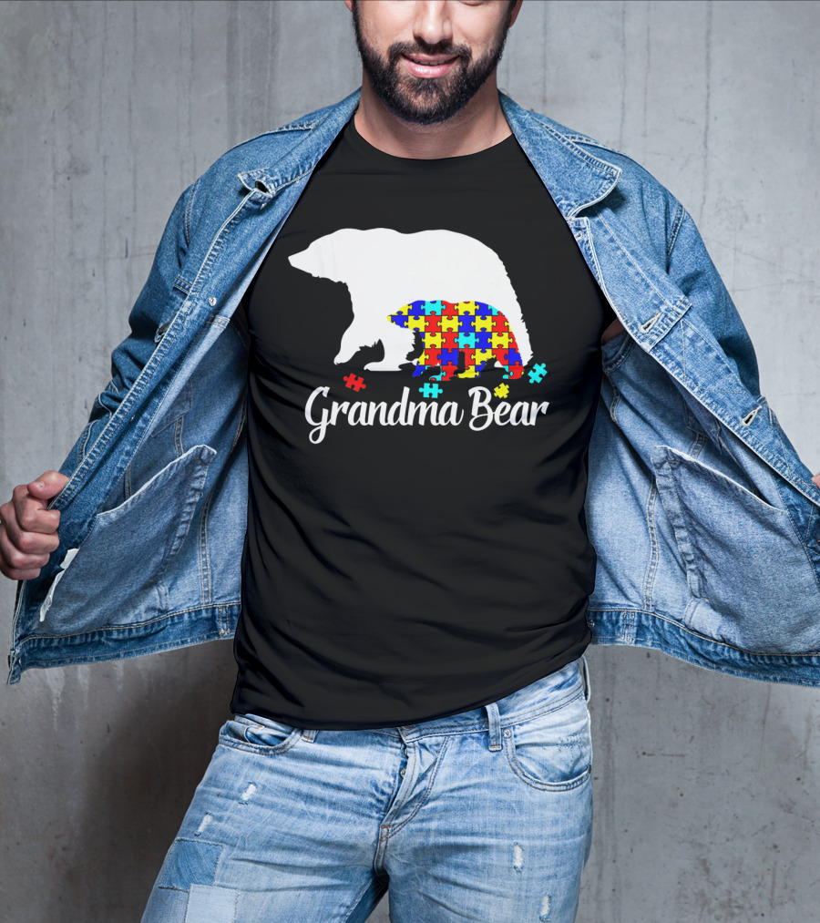 Grandma Bear Puzzle Autism Awareness Iconic T-Shirt