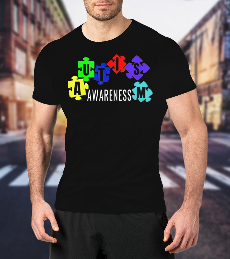 Autism Awareness Colorful Puzzle Pieces T-Shirt