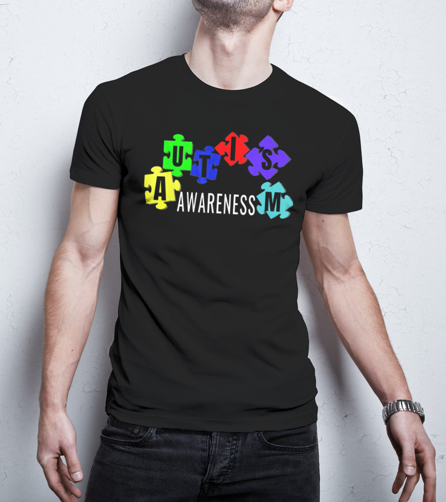 Autism Awareness Colorful Puzzle Pieces T-Shirt