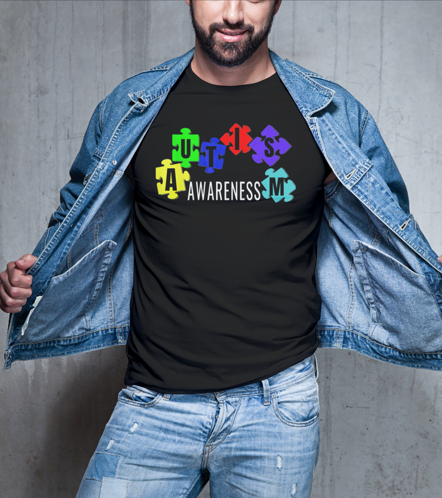 Autism Awareness Colorful Puzzle Pieces T-Shirt