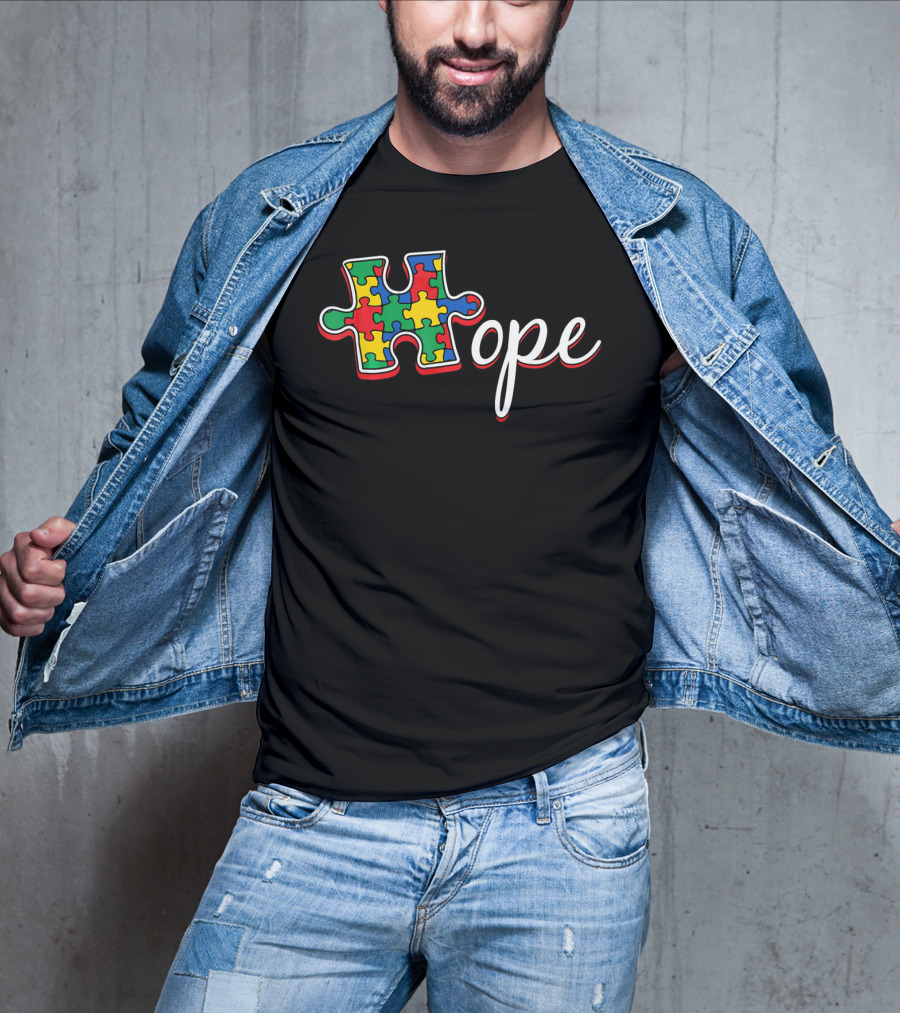 Autism Awareness Day Hope Puzzle Piece T-Shirt