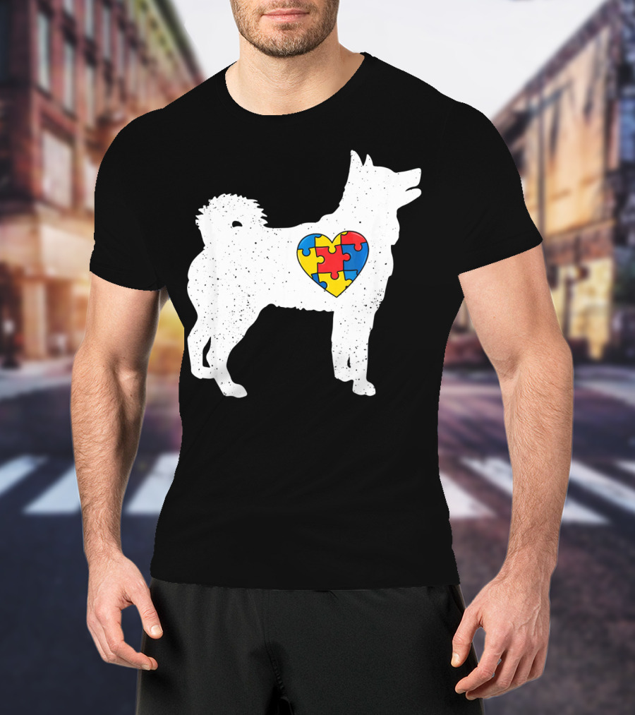 Husky Autism Awareness Puzzle Heart T-Shirt