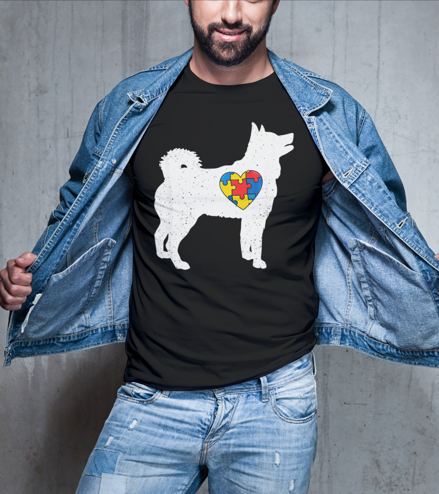 Husky Autism Awareness Puzzle Heart T-Shirt
